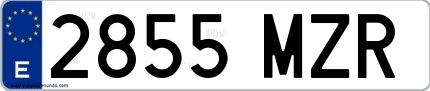 Ejemplo de matrícula española 2855 MZR