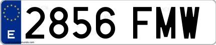 Ejemplo de matrícula española 2856 FMW