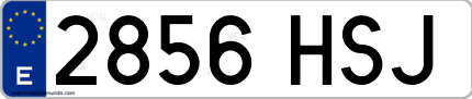 Ejemplo de matrícula de coche ordinaria 2856 HSJ