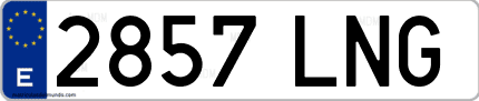 Ejemplo de matrícula de coche ordinaria 2857 LNG