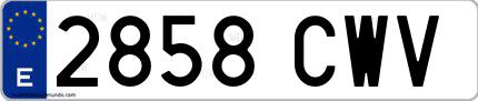 Ejemplo de matrícula española 2858 CWV