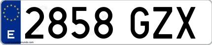 Ejemplo de matrícula española 2858 GZX