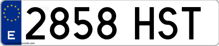 Ejemplo de matrícula de coche ordinaria 2858 HST