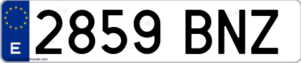 Ejemplo de matrícula de coche ordinaria 2859 BNZ