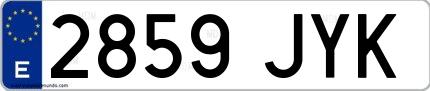 Ejemplo de matrícula española 2859 JYK