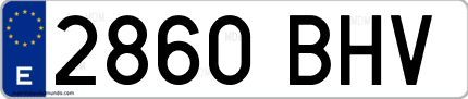 Ejemplo de matrícula de coche ordinaria 2860 BHV