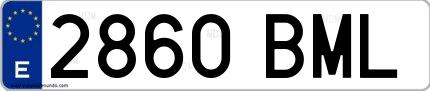 Ejemplo de matrícula española 2860 BML
