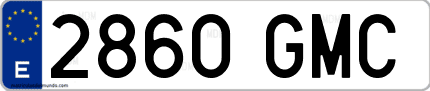 Ejemplo de matrícula de coche ordinaria 2860 GMC