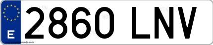 Ejemplo de matrícula española 2860 LNV