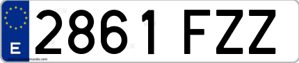 Ejemplo de matrícula de coche ordinaria 2861 FZZ