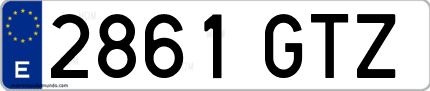 Ejemplo de matrícula de coche ordinaria 2861 GTZ