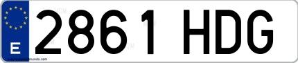 Ejemplo de matrícula española 2861 HDG