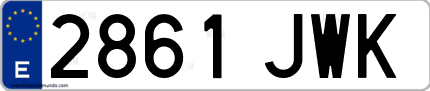 Ejemplo de matrícula de coche ordinaria 2861 JWK