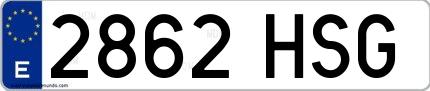 Ejemplo de matrícula española 2862 HSG