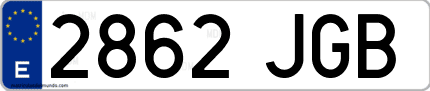 Ejemplo de matrícula de coche ordinaria 2862 JGB