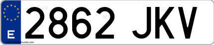 Ejemplo de matrícula de coche ordinaria 2862 JKV