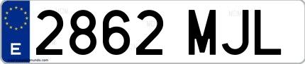 Ejemplo de matrícula española 2862 MJL