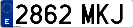 Ejemplo de matrícula de coche ordinaria 2862 MKJ