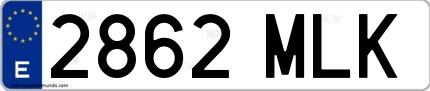 Ejemplo de matrícula de coche ordinaria 2862 MLK