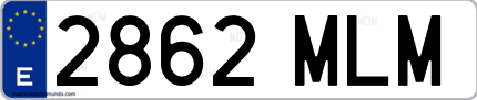 Ejemplo de matrícula de coche ordinaria 2862 MLM