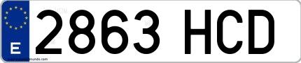 Ejemplo de matrícula española 2863 HCD