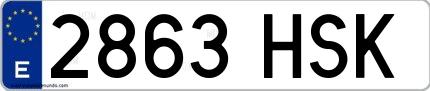 Ejemplo de matrícula española 2863 HSK