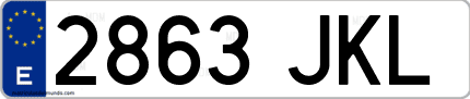Ejemplo de matrícula de coche ordinaria 2863 JKL