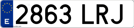 Ejemplo de matrícula de coche ordinaria 2863 LRJ