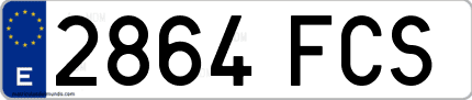 Ejemplo de matrícula de coche ordinaria 2864 FCS
