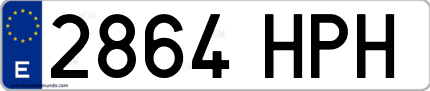 Ejemplo de matrícula de coche ordinaria 2864 HPH