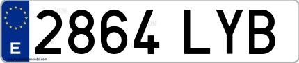 Ejemplo de matrícula española 2864 LYB