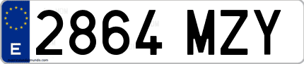 Ejemplo de matrícula de coche ordinaria 2864 MZY