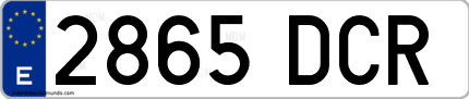 Ejemplo de matrícula de coche ordinaria 2865 DCR