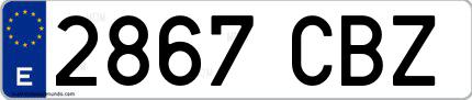 Ejemplo de matrícula española 2867 CBZ