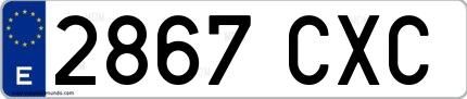 Ejemplo de matrícula española 2867 CXC