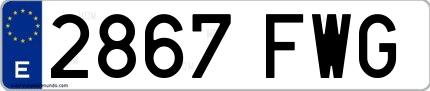 Ejemplo de matrícula española 2867 FWG