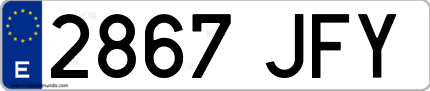 Ejemplo de matrícula de coche ordinaria 2867 JFY
