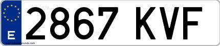 Ejemplo de matrícula de coche ordinaria 2867 KVF