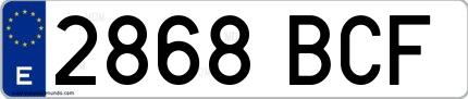 Ejemplo de matrícula española 2868 BCF