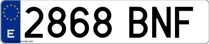 Ejemplo de matrícula española 2868 BNF