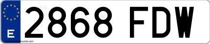 Ejemplo de matrícula española 2868 FDW
