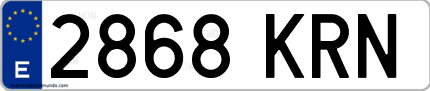 Ejemplo de matrícula de coche ordinaria 2868 KRN