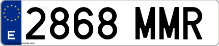 Ejemplo de matrícula de coche ordinaria 2868 MMR