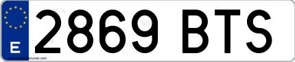 Ejemplo de matrícula española 2869 BTS