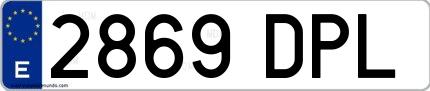 Ejemplo de matrícula española 2869 DPL
