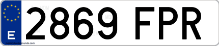Ejemplo de matrícula de coche ordinaria 2869 FPR