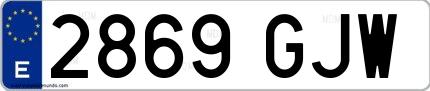 Ejemplo de matrícula española 2869 GJW