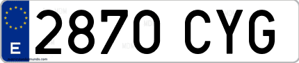 Ejemplo de matrícula de coche ordinaria 2870 CYG