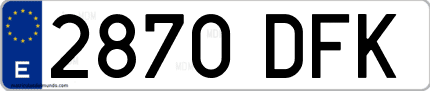 Ejemplo de matrícula de coche ordinaria 2870 DFK