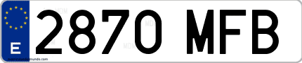 Ejemplo de matrícula de coche ordinaria 2870 MFB
